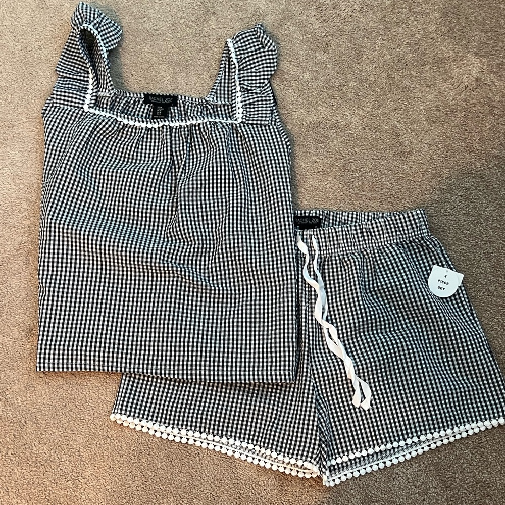 Rachel Zoe Black and White Gingham Pajama Set